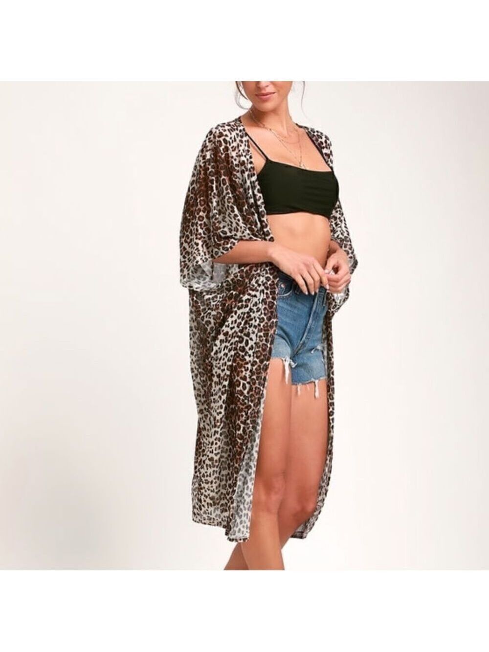 Lulus Cheetah Print Mesh Kimono - Picture 2 of 6